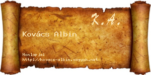 Kovács Albin névjegykártya