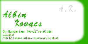 albin kovacs business card